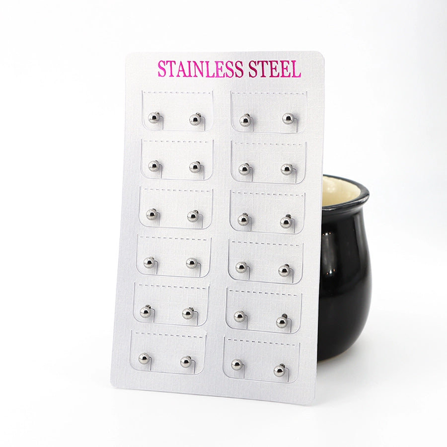 12 pairs Casual Simple Style Classic Style Round Plating 304 Stainless Steel Gold Plated Ear Studs