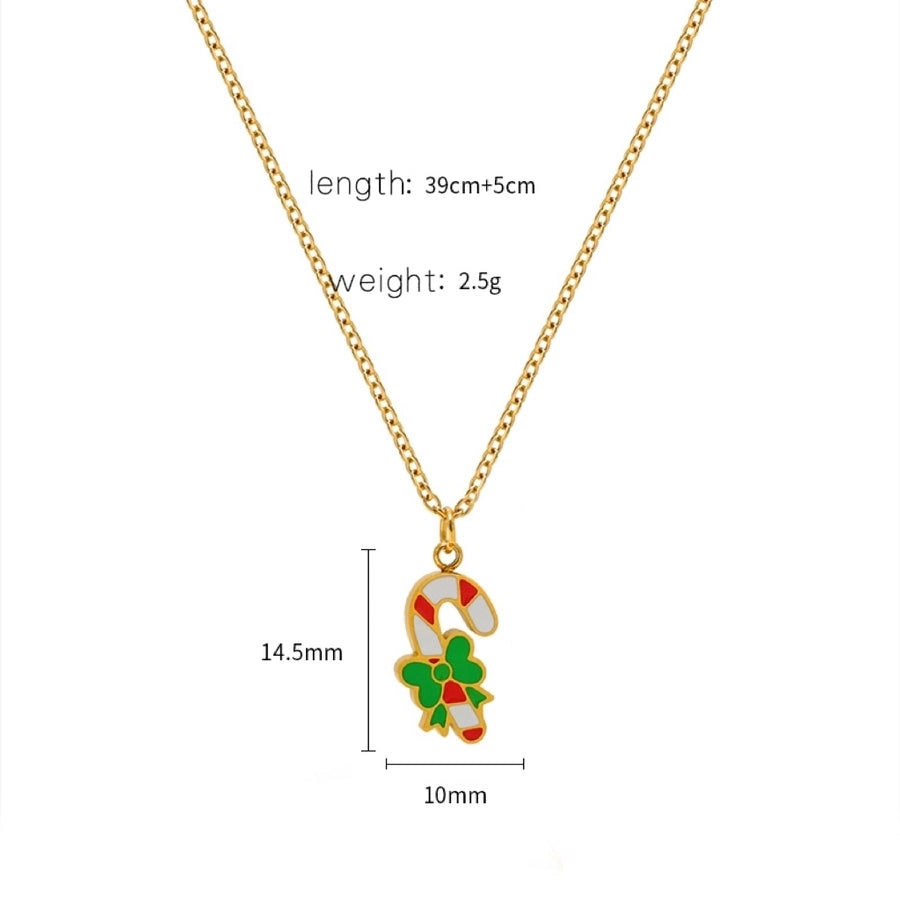 Jewelry Cute Christmas Hat Christmas Tree Christmas Socks Titanium Steel 18K Gold Plated Plating Pendant Necklace