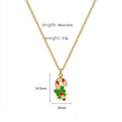 Jewelry Cute Christmas Hat Christmas Tree Christmas Socks Titanium Steel 18K Gold Plated Plating Pendant Necklace