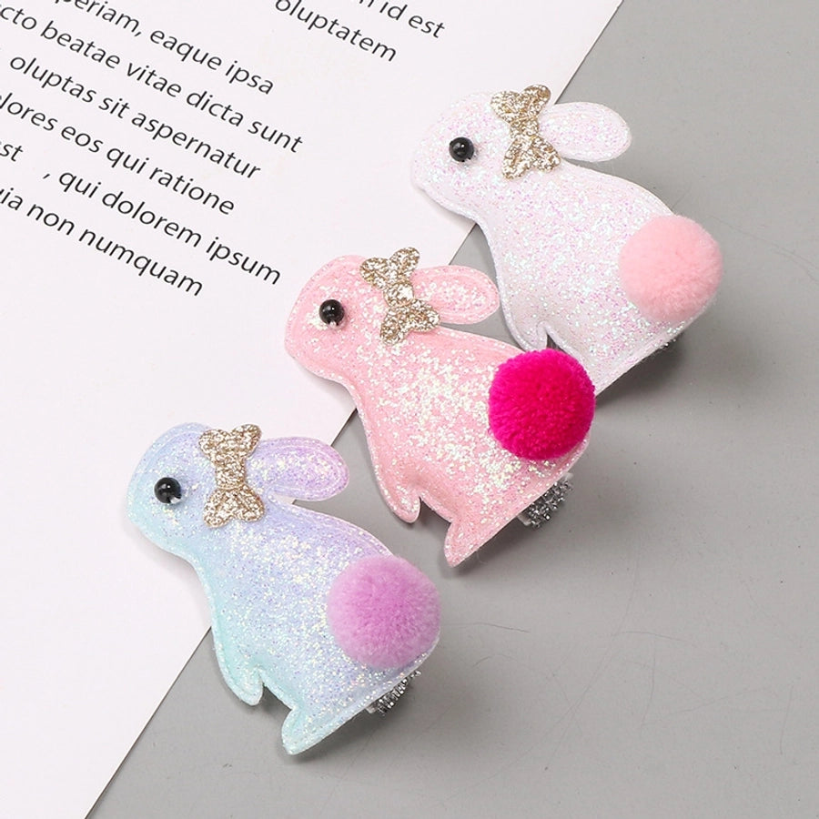 cute sweet rabbit cloth sequins inlay glass bead hair clip