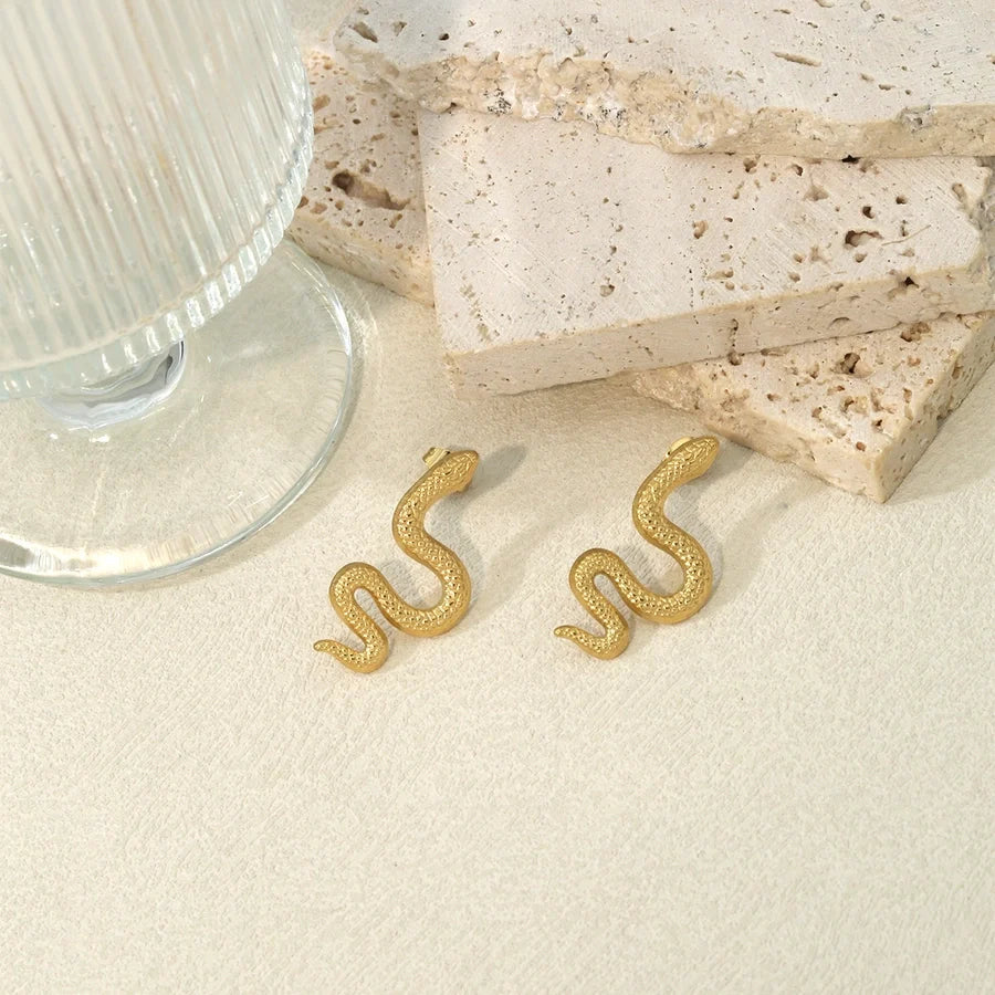 1 Pair Hip-Hop Exaggerated Sexy Snake 304 Stainless Steel K Gold Plated Ear Studs