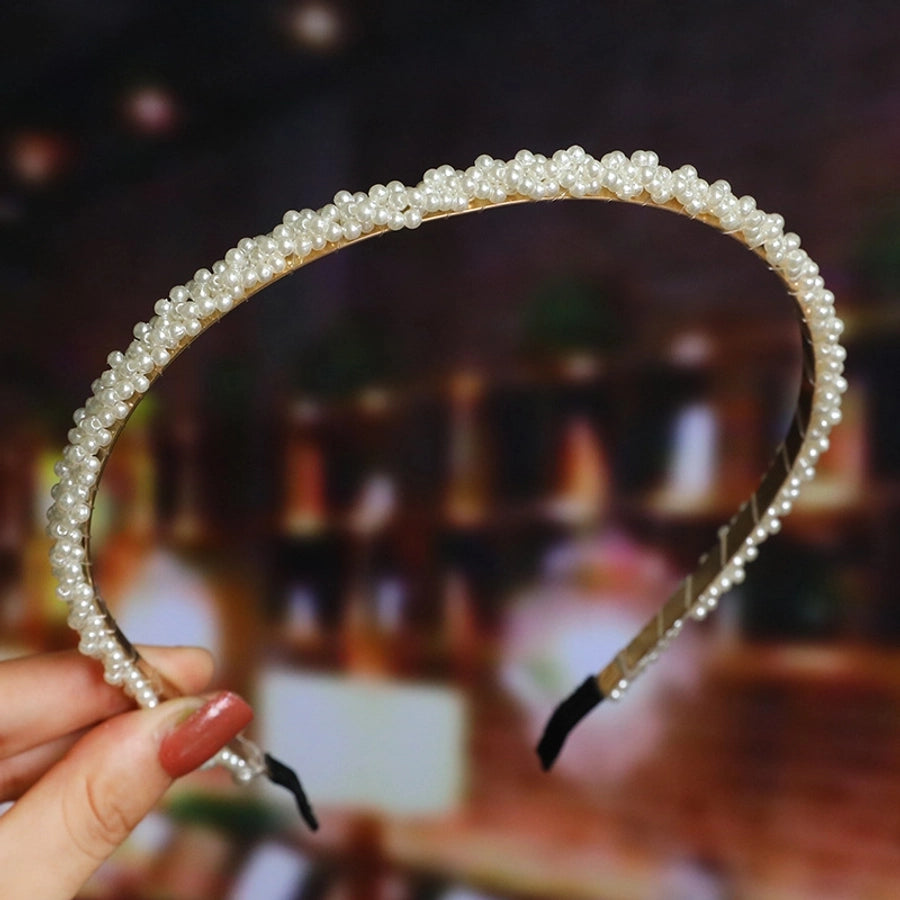 women's fashion waves alloy inlay artificial pearls headwear