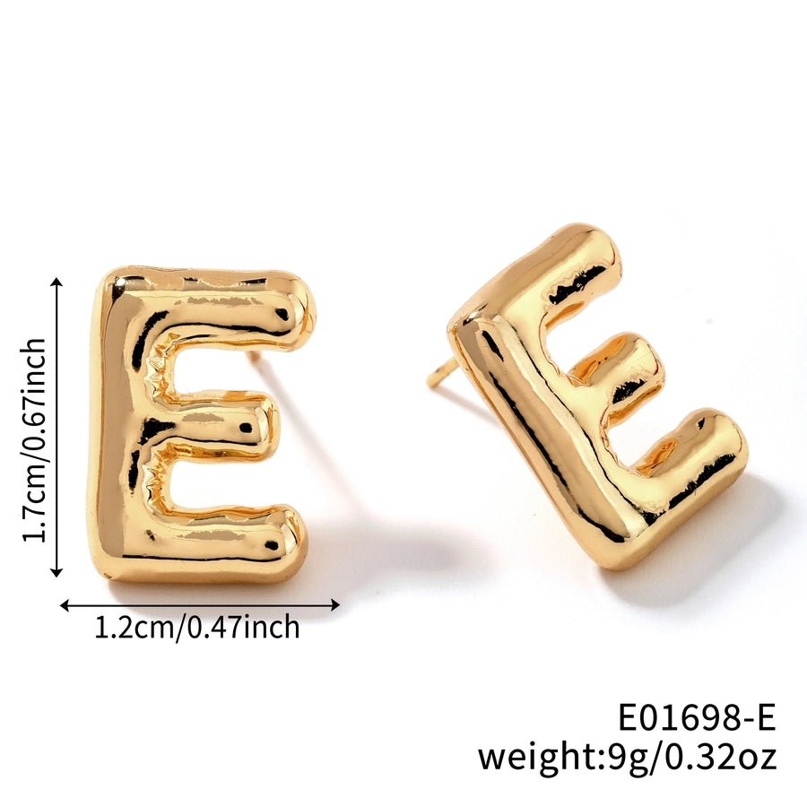 1 Pair Sweet Simple Style Shiny Letter Plating Copper K Gold Plated Ear Studs