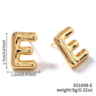 1 Pair Sweet Simple Style Shiny Letter Plating Copper K Gold Plated Ear Studs