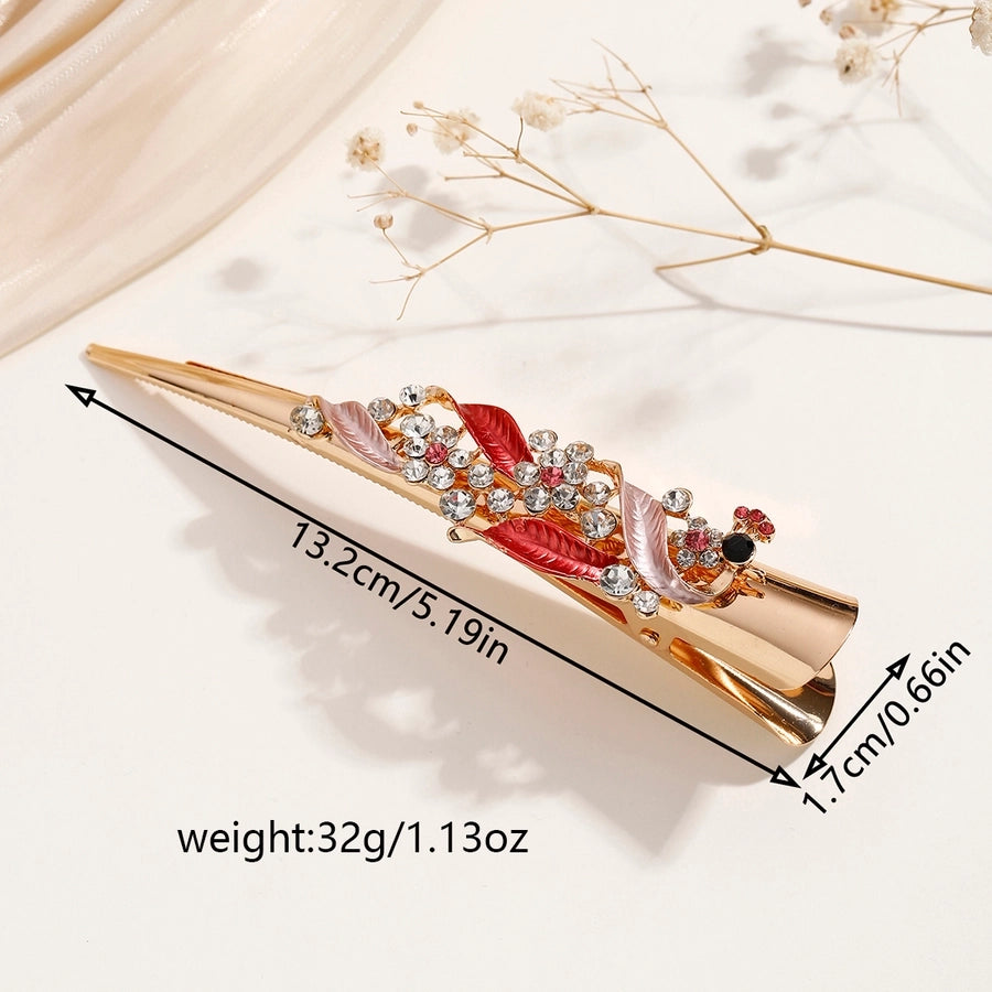 Women's Lady Modern Style Sweet Flower Alloy Stoving Varnish Inlay Rhinestones Hair Clip