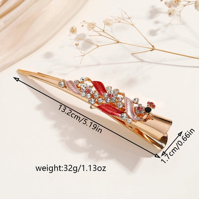 Women's Lady Modern Style Sweet Flower Alloy Stoving Varnish Inlay Rhinestones Hair Clip