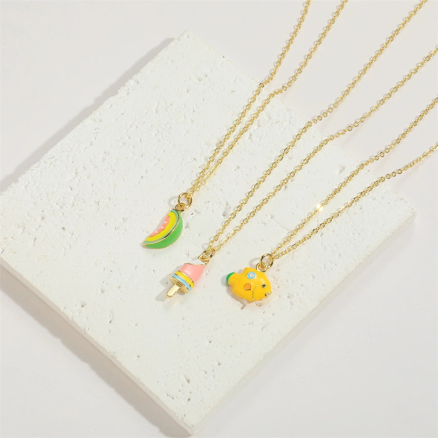 Copper 14K Gold Plated Cartoon Mushroom Pendant Necklace