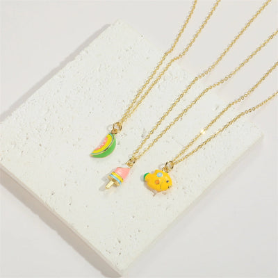 Copper 14K Gold Plated Cartoon Mushroom Pendant Necklace