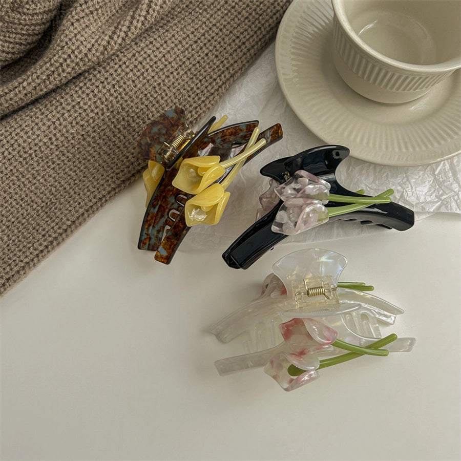 Women's Elegant Simple Style Flower Acetic acid sheets Hair Claws