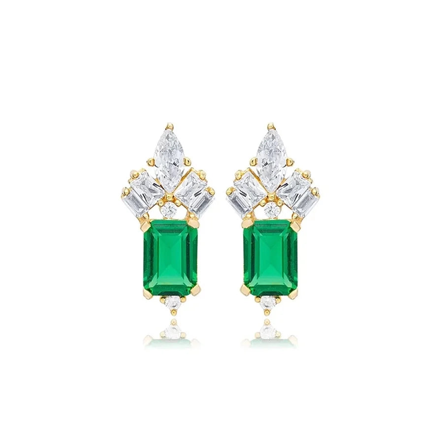 1 Pair Casual Elegant Geometric Copper Zircon Drop Earrings Ear Studs