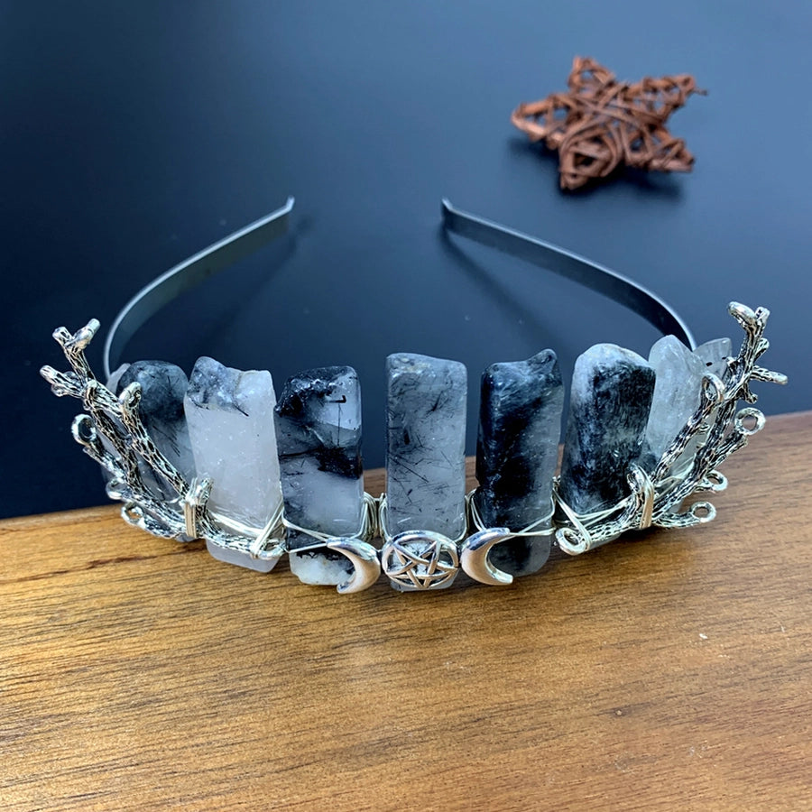 bridal ethnic style moon branches crown crystal handmade hair band