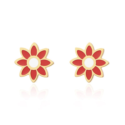 Premium Little Daisy Flower Bracelet Necklace Ear Stud Three-Piece Set Sweet Personality Niche Stainless Steel Ornament