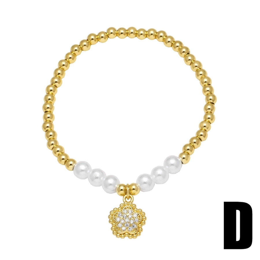 Copper 18K Gold Plated Inlay Star Moon Zircon Bracelets