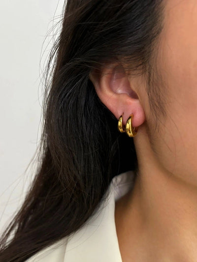 1 Pair Retro Geometric 316L Stainless Steel  Rhinestones 18K Gold Plated Earrings