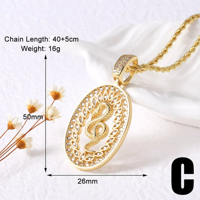 Jewelry Modern Style Simple Style Cross Eye Snake 201 Stainless Steel Copper Agate Zircon 18K Gold Plated Hollow Out Inlay Pendant Necklace