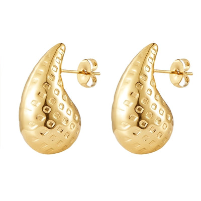 1 Pair Casual Glam Water Droplets Polishing 304 Stainless Steel Steel Gold Plated Ear Studs