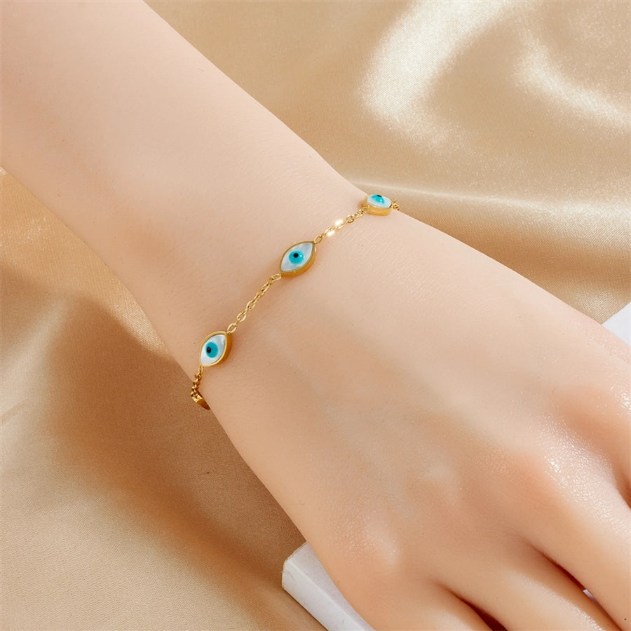 Modern Style Classic Style Devil's Eye Eye 304 Stainless Steel Turquoise Bracelets In Bulk