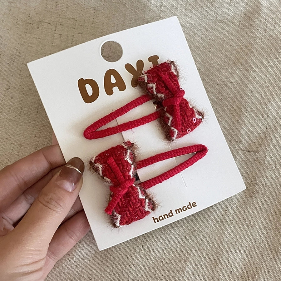 New year plush hairpin Korean college style red bangs side clip children's headdress hair accessories hairpin female