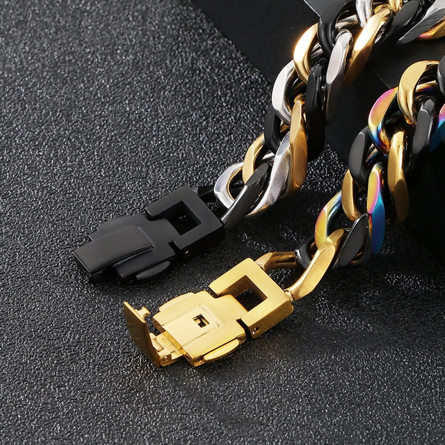 Vintage Style Geometric 304 Stainless Steel 18K Gold Plated Unisex Bracelets