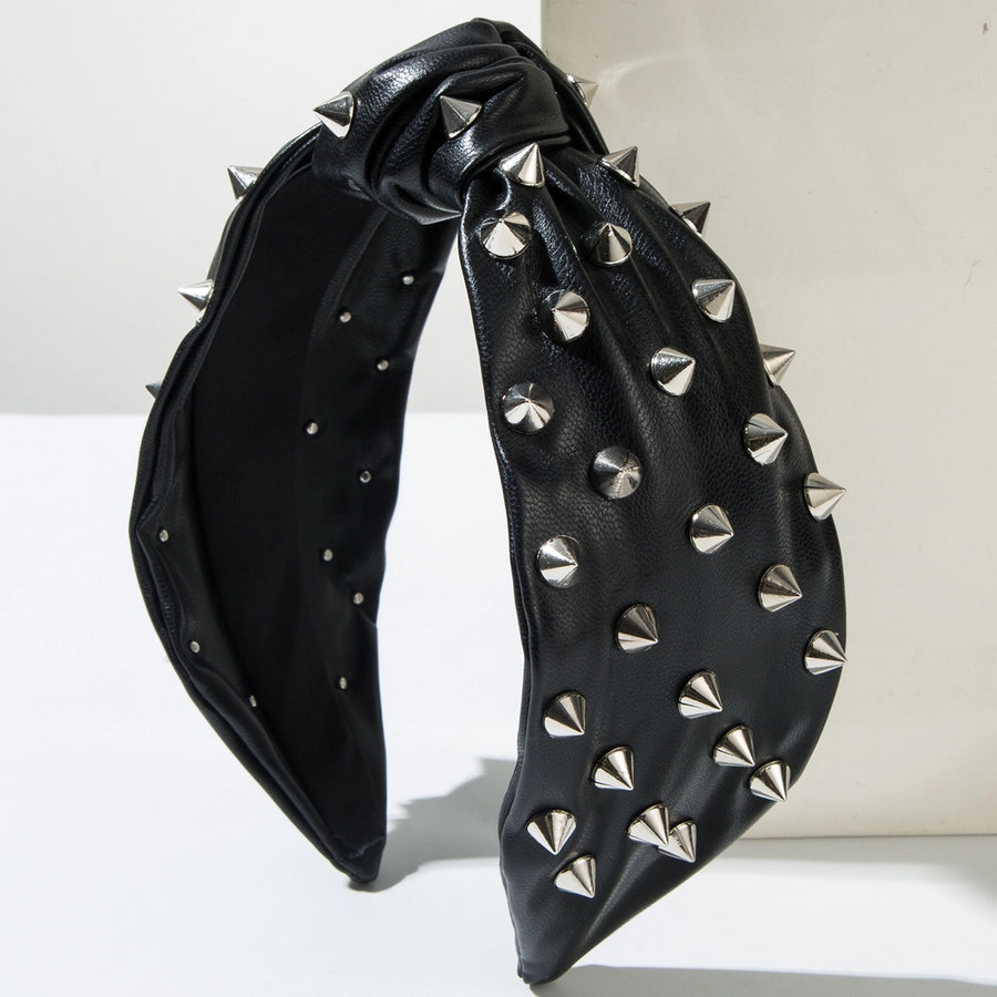 Women's Hip-Hop Punk Solid Color Pu Leather Alloy  Hair Band