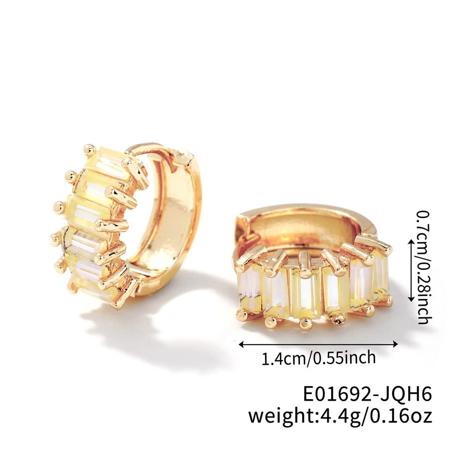 1 Pair Casual Glam Shiny Solid Color Inlay Copper Zircon K Gold Plated Rhodium Plated Ear clip