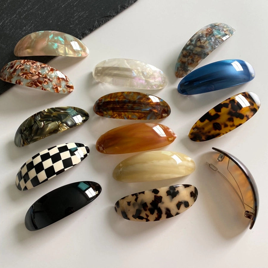 artistic color block leopard acetic acid sheets hair clip