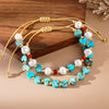 Europe and America  Hot-Selling New Arrival Bohemian Style Imitation Pearl Natural Stone Peach Heart Beads String Bracelet Fashion 2-Piece Set