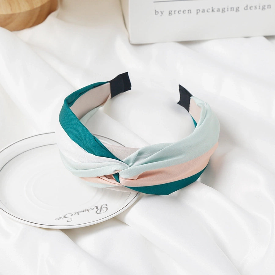 retro hairband women's fabric stitching stripe hair bundle pressure hair hoop net popular  new hairpin headdress