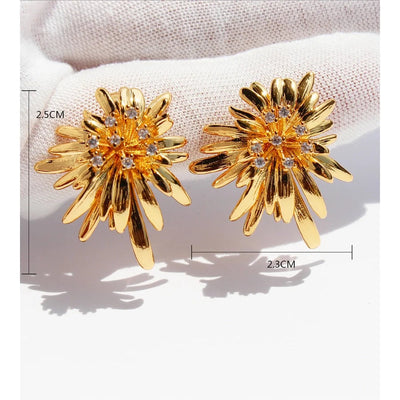 1 Pair Elegant Cute Luxurious Solid Color Inlay Brass Rhinestones 24K Gold Plated Ear Studs