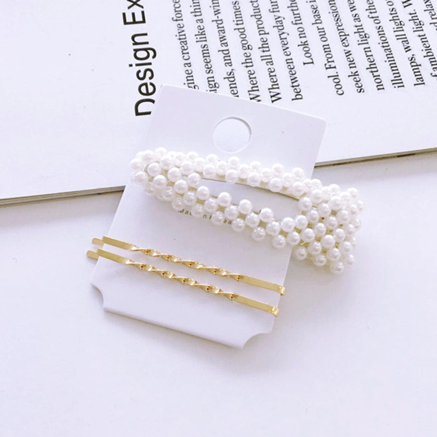 fashion geometric alloy plating artificial pearls hair clip 1 set