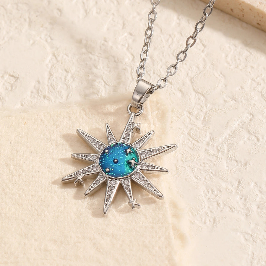 Copper Star Zircon Pendant Necklace