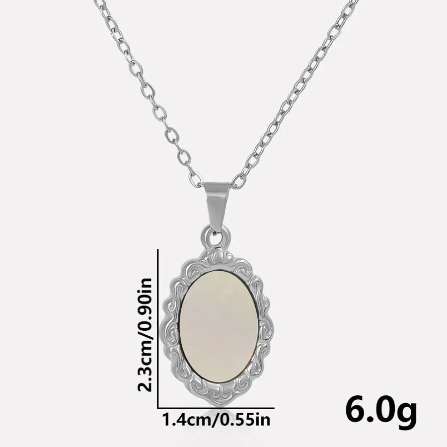 Jewelry Vintage Style Classic Style Oval 304 Stainless Steel Shell Abalone Shell 18K Gold Plated Irregular Plating Pendant Necklace