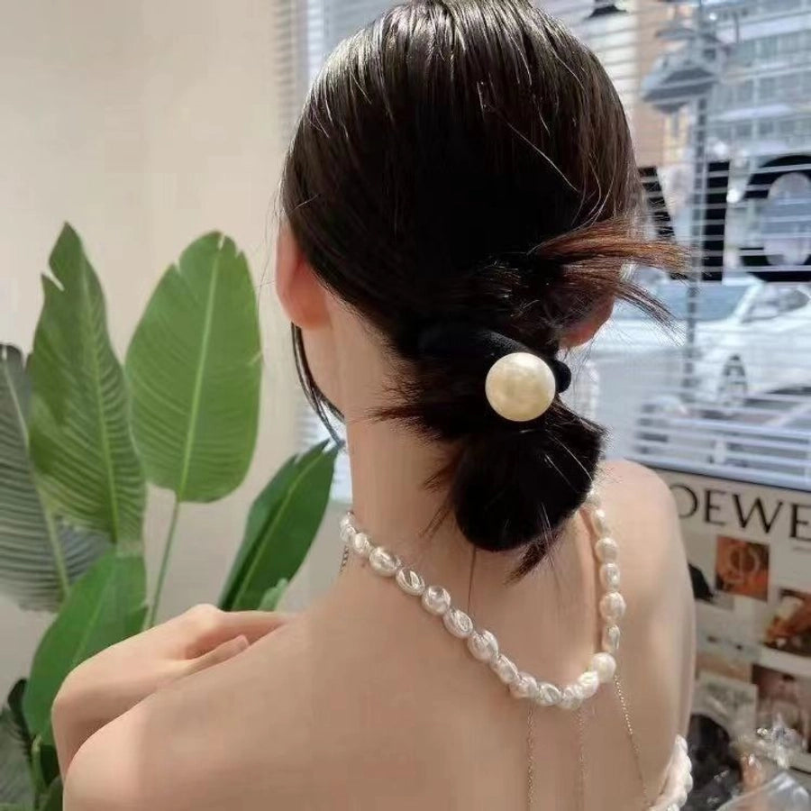 Women's Elegant Geometric Artificial Pearl Elastic string Hair Tie