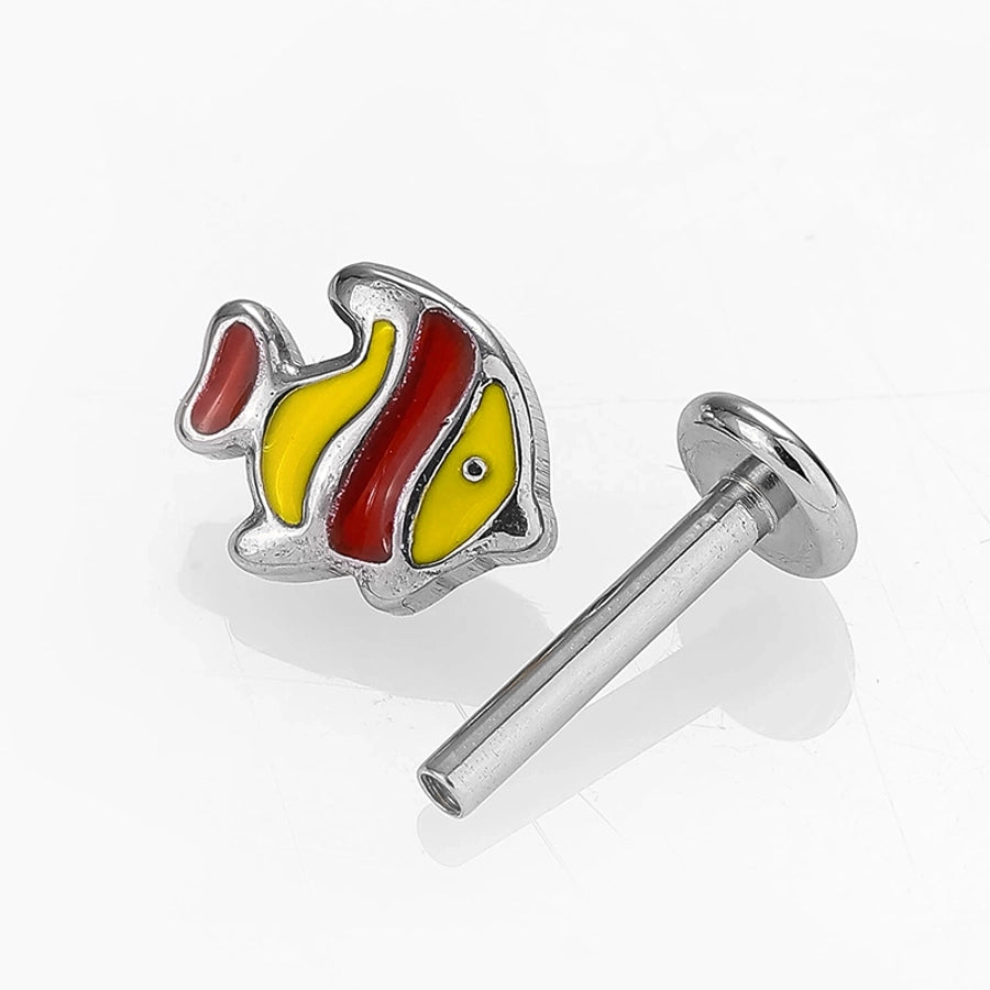1 Piece Lip Rings Cute Football Fish 316L Stainless Steel  Polishing Epoxy Lip Rings Ear Cartilage Rings & Studs Nose Rings & Studs