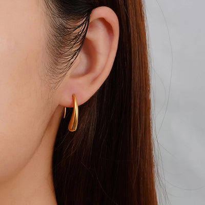 1 Pair Simple Style Water Droplets Polishing 304 Stainless Steel Ear hook