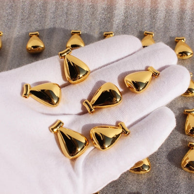 Brass 24K Gold Plated Plating Color Block Water Droplets Brass Necklace