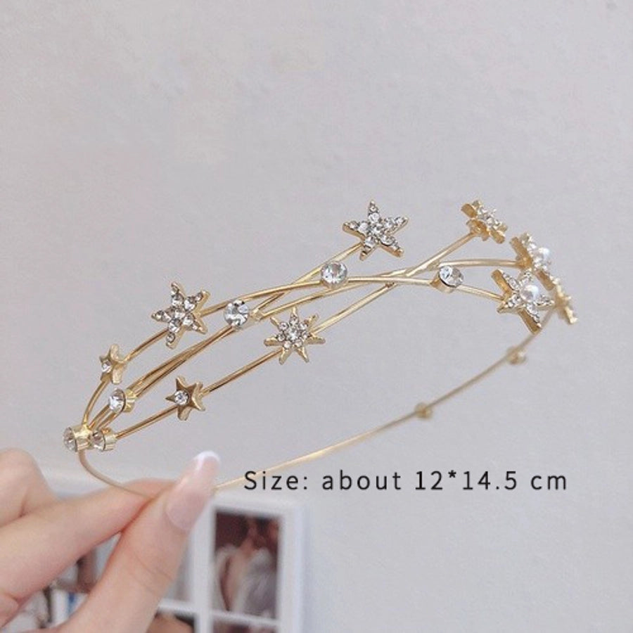 women's luxurious simple style star alloy plating inlay artificial rhinestones hair band