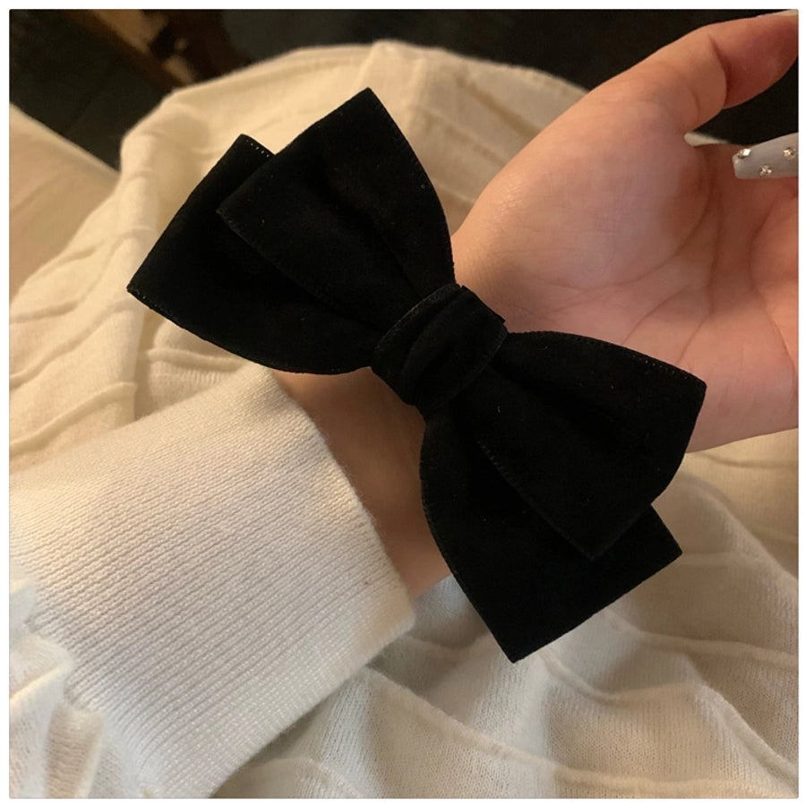 Black velvet bow simple elegant hair tie female hair band  new autumn and winter high-grade hair rope hair rope