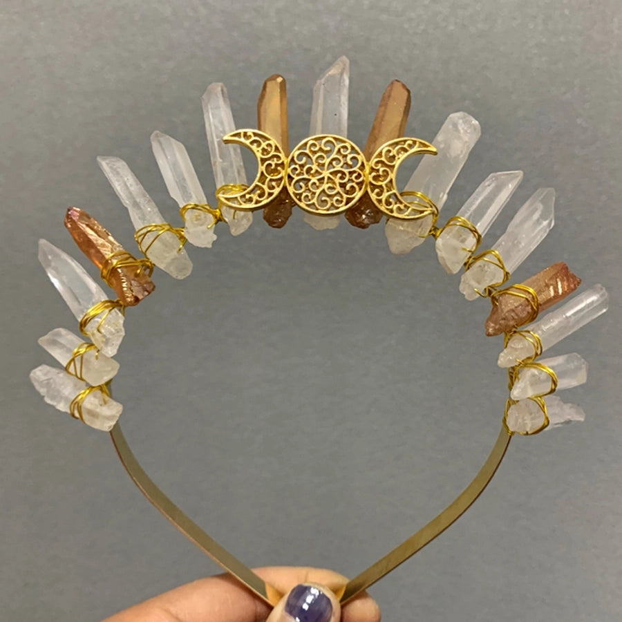 simple style moon solid color crystal handmade hair band