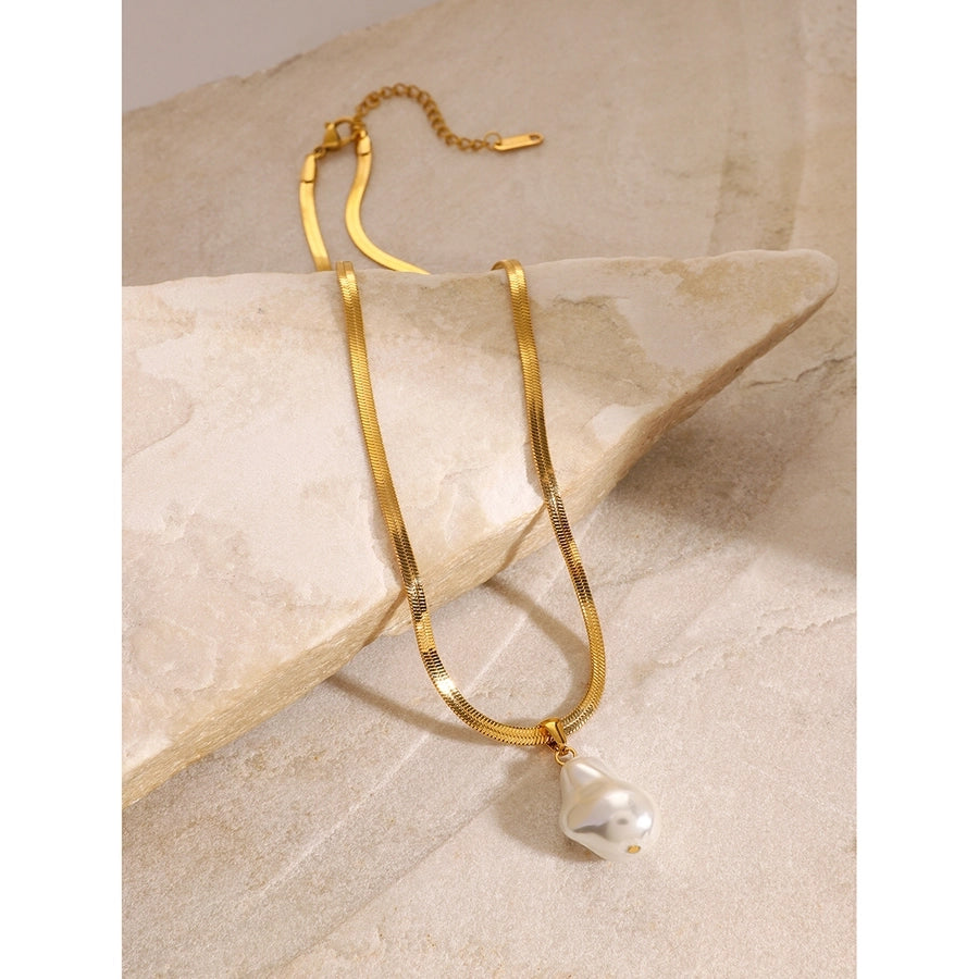 Jewelry Simple Style Classic Style Irregular 304 Stainless Steel Pearl Pendant Necklace