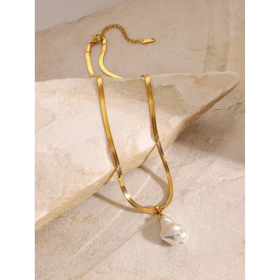 Jewelry Simple Style Classic Style Irregular 304 Stainless Steel Pearl Pendant Necklace