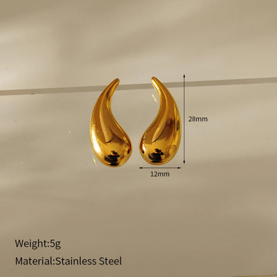 1 Pair IG Style Water Droplets 304 Stainless Steel Ear Studs