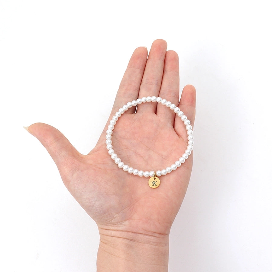 Elegant Simple Style Classic Style Letter 304 Stainless Steel Artificial Pearl Bracelets In Bulk