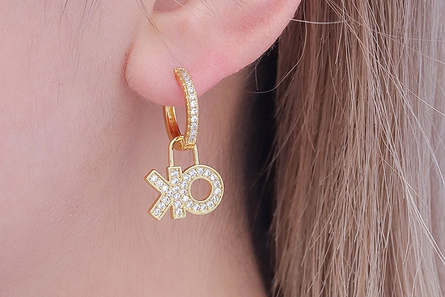 1 Pair Simple Style Letter Plating Copper Drop Earrings