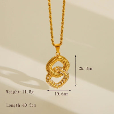 Jewelry Simple Style Commute 8 Words 304 Stainless Steel Zircon 18K Gold Plated Inlay Pendant Necklace