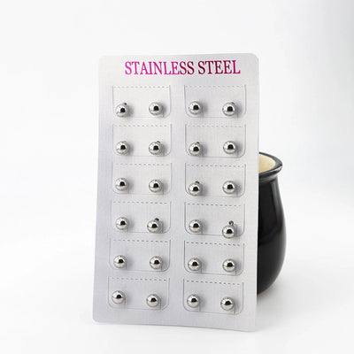 12 pairs Casual Simple Style Classic Style Round Plating 304 Stainless Steel Gold Plated Ear Studs