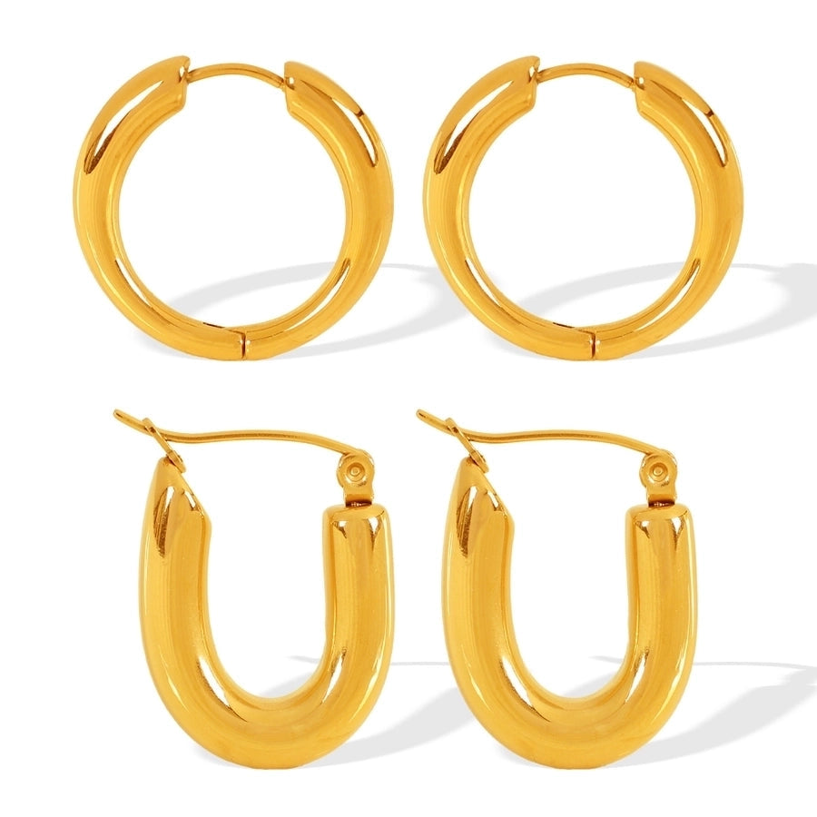 1 Pair IG Style Elegant Simple Style U Shape Round Polishing Plating 304 Stainless Steel 18K Gold Plated Earrings