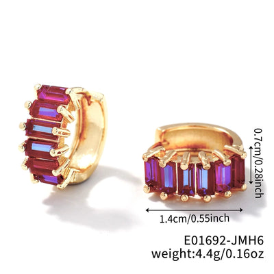 1 Pair Casual Glam Shiny Solid Color Inlay Copper Zircon K Gold Plated Rhodium Plated Ear clip