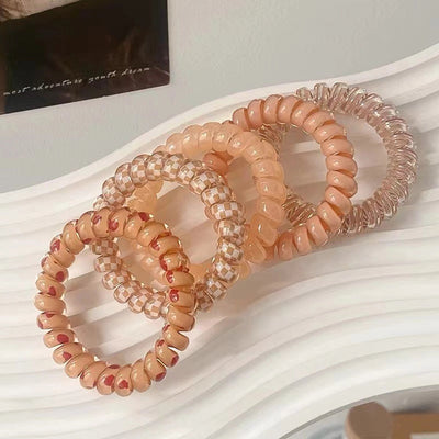 Fashionable Color Telephone Line Hair Ring Headwear Women's High Elastic Durable Tie Hair Rope Rubber Tendon Simple Tie Hair Rope