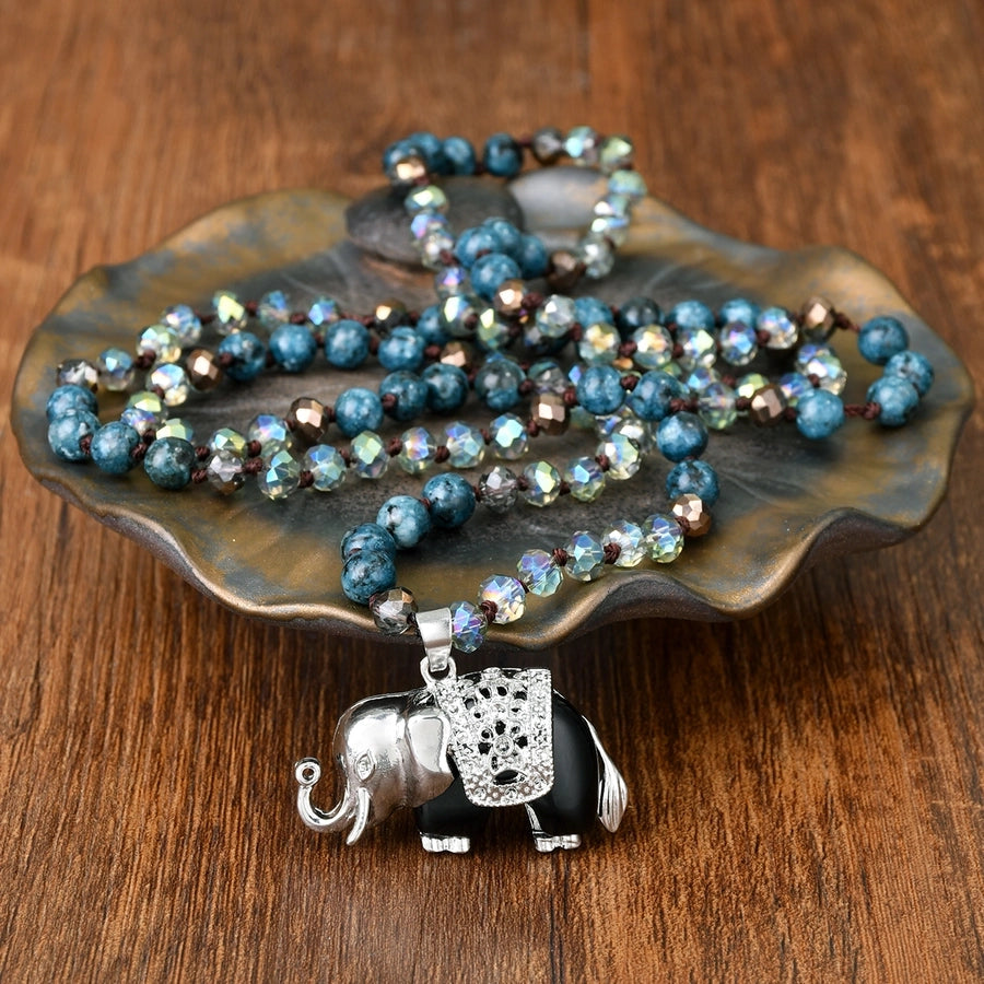 Casual Simple Style Streetwear Elephant Alloy natural stone Pendant Necklace In Bulk